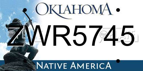 ZWR5745 Oklahoma License Plate