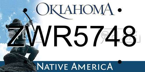 ZWR5748 Oklahoma License Plate