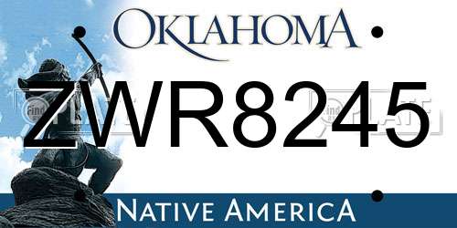 ZWR8245 Oklahoma License Plate