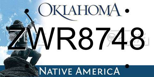 ZWR8748 Oklahoma License Plate