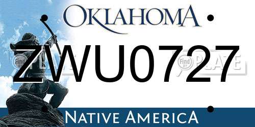 ZWU0727 Oklahoma License Plate