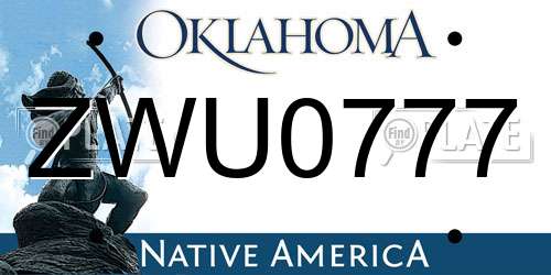 ZWU0777 Oklahoma License Plate