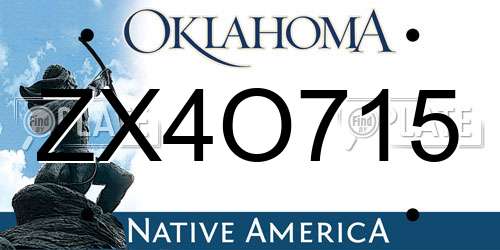 ZX4O715 Oklahoma License Plate