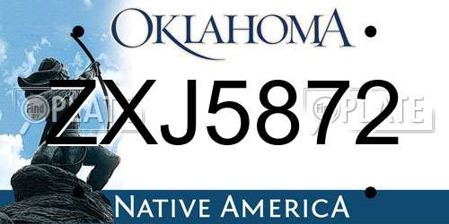 ZXJ5872 Oklahoma License Plate