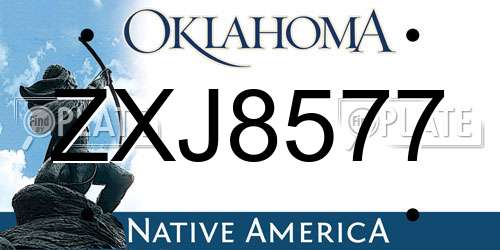 ZXJ8577 Oklahoma License Plate