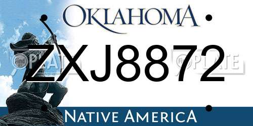 ZXJ8872 Oklahoma License Plate