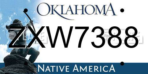 ZXW7388 Oklahoma License Plate