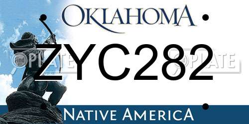 ZYC282 Oklahoma License Plate