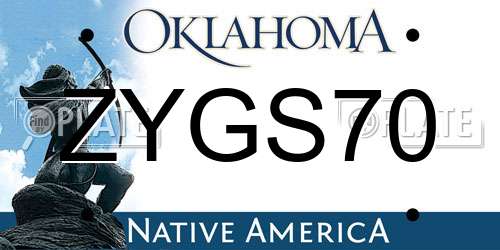 ZYGS70 Oklahoma License Plate