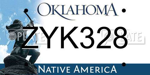 ZYK328 Oklahoma License Plate