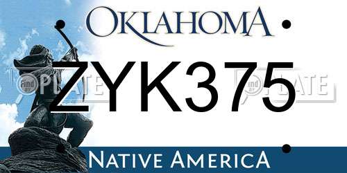 ZYK375 Oklahoma License Plate