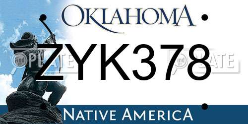 ZYK378 Oklahoma License Plate