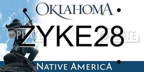 ZYKE28 Oklahoma License Plate