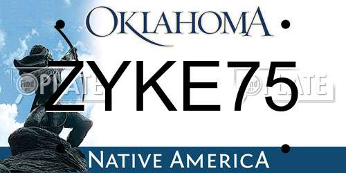 ZYKE75 Oklahoma License Plate