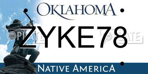 ZYKE78 Oklahoma License Plate