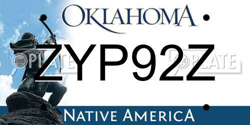 ZYP92Z Oklahoma License Plate