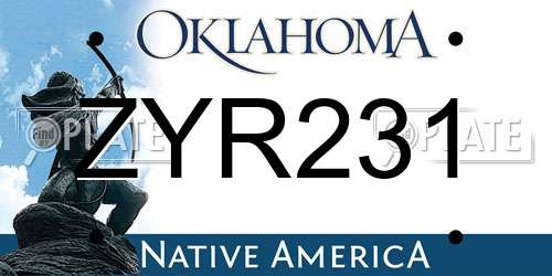 ZYR231 Oklahoma License Plate