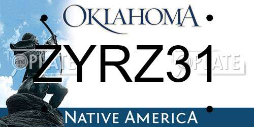 ZYRZ31 Oklahoma License Plate