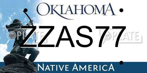 ZZAS77 Oklahoma License Plate
