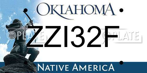 ZZI32F Oklahoma License Plate