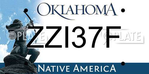 ZZI37F Oklahoma License Plate