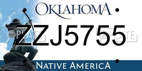 ZZJ5755 Oklahoma License Plate