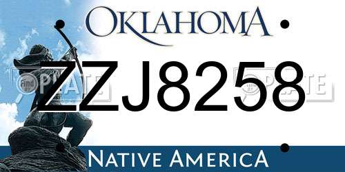 ZZJ8258 Oklahoma License Plate