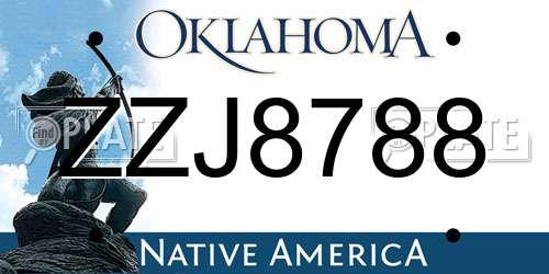 ZZJ8788 Oklahoma License Plate