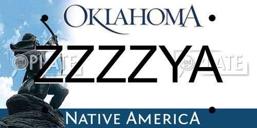 ZZZZYA Oklahoma License Plate