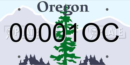 00001OC Oregon License Plate