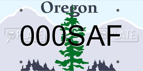 000SAF Oregon License Plate