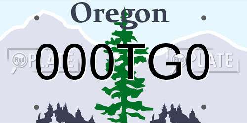 000TG0 Oregon License Plate