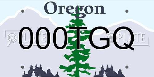 000TGQ Oregon License Plate