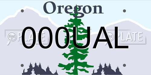 000UAL Oregon License Plate