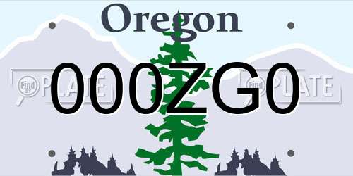 000ZG0 Oregon License Plate