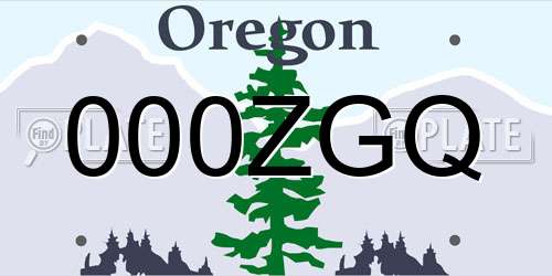 000ZGQ Oregon License Plate