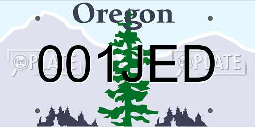 001JED Oregon License Plate