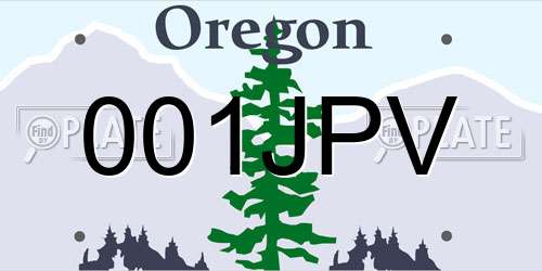 001JPV Oregon License Plate