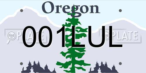 001LUL Oregon License Plate
