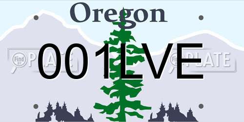 001LVE Oregon License Plate