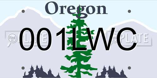 001LWC Oregon License Plate