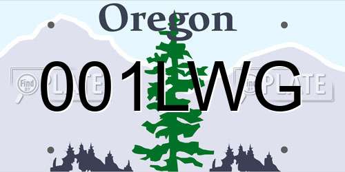001LWG Oregon License Plate