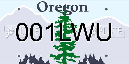 001LWU Oregon License Plate