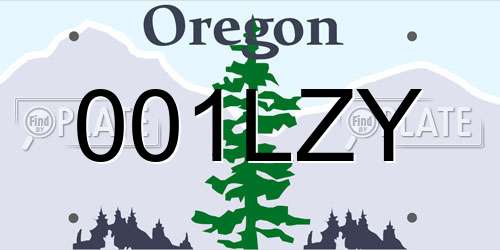 001LZY Oregon License Plate