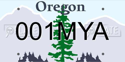 001MYA Oregon License Plate