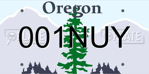 001NUY Oregon License Plate