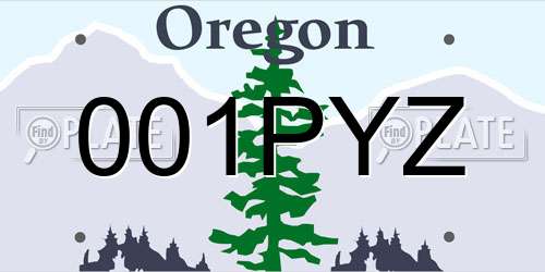001PYZ Oregon License Plate