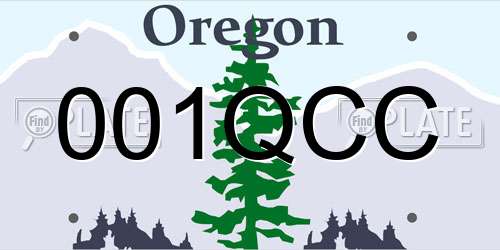 001QCC Oregon License Plate