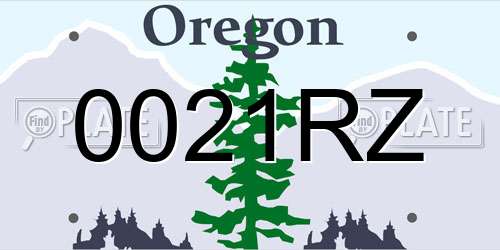 0021RZ Oregon License Plate