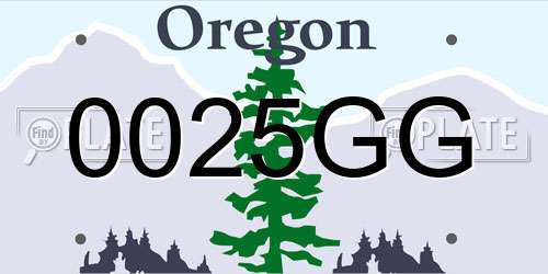 0025GG Oregon License Plate